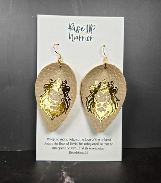 Lion of Judah Custom Color Leaf Earrings
