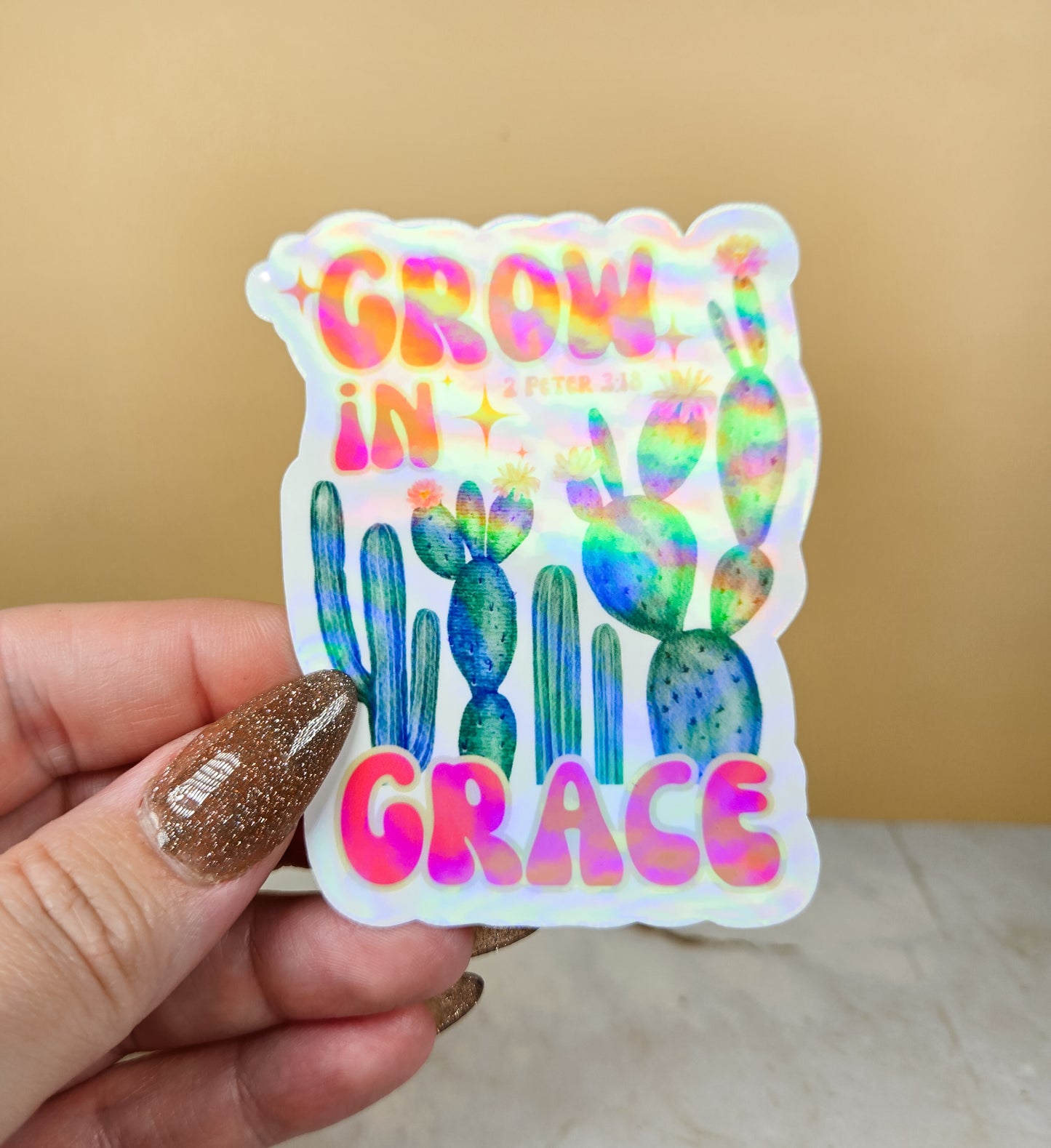 Grow in Grace Cactus Sticker