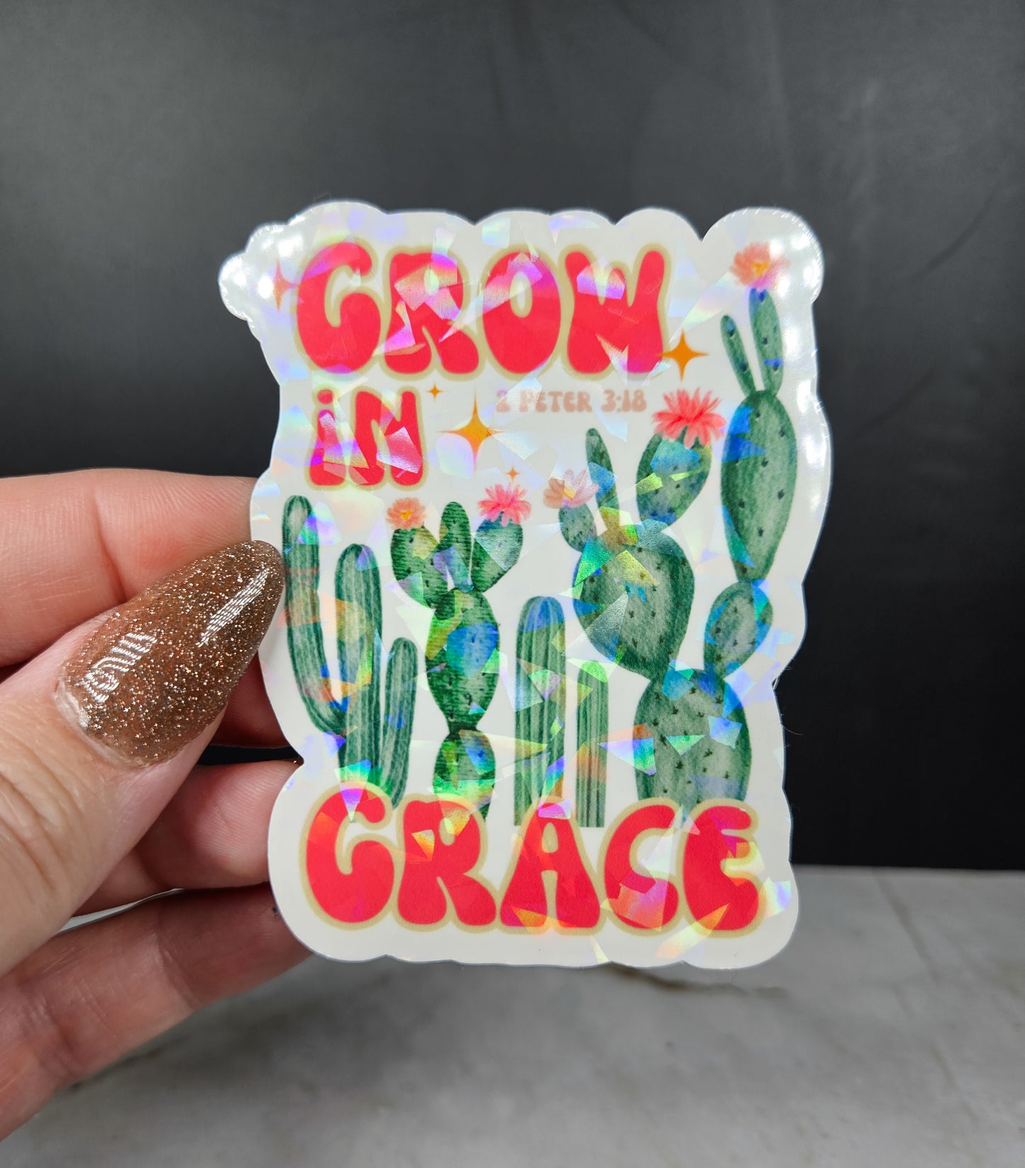 Grow in Grace Cactus Sticker