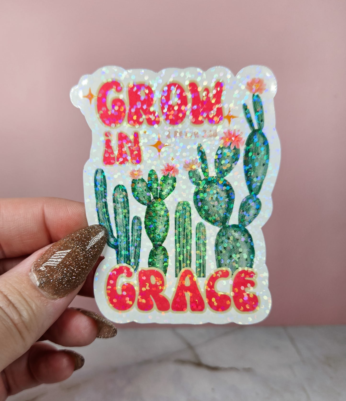 Grow in Grace Cactus Sticker