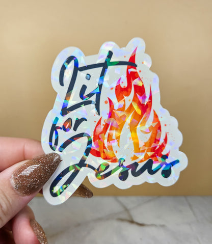 Lit for Jesus Fire Sticker