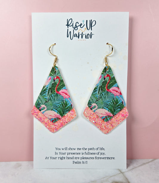 Layered Flamingo Glitter Earrings