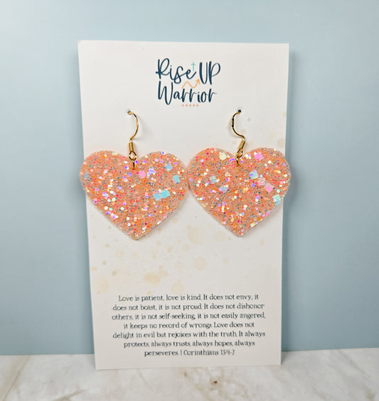 Holographic Glitter Heart Earrings