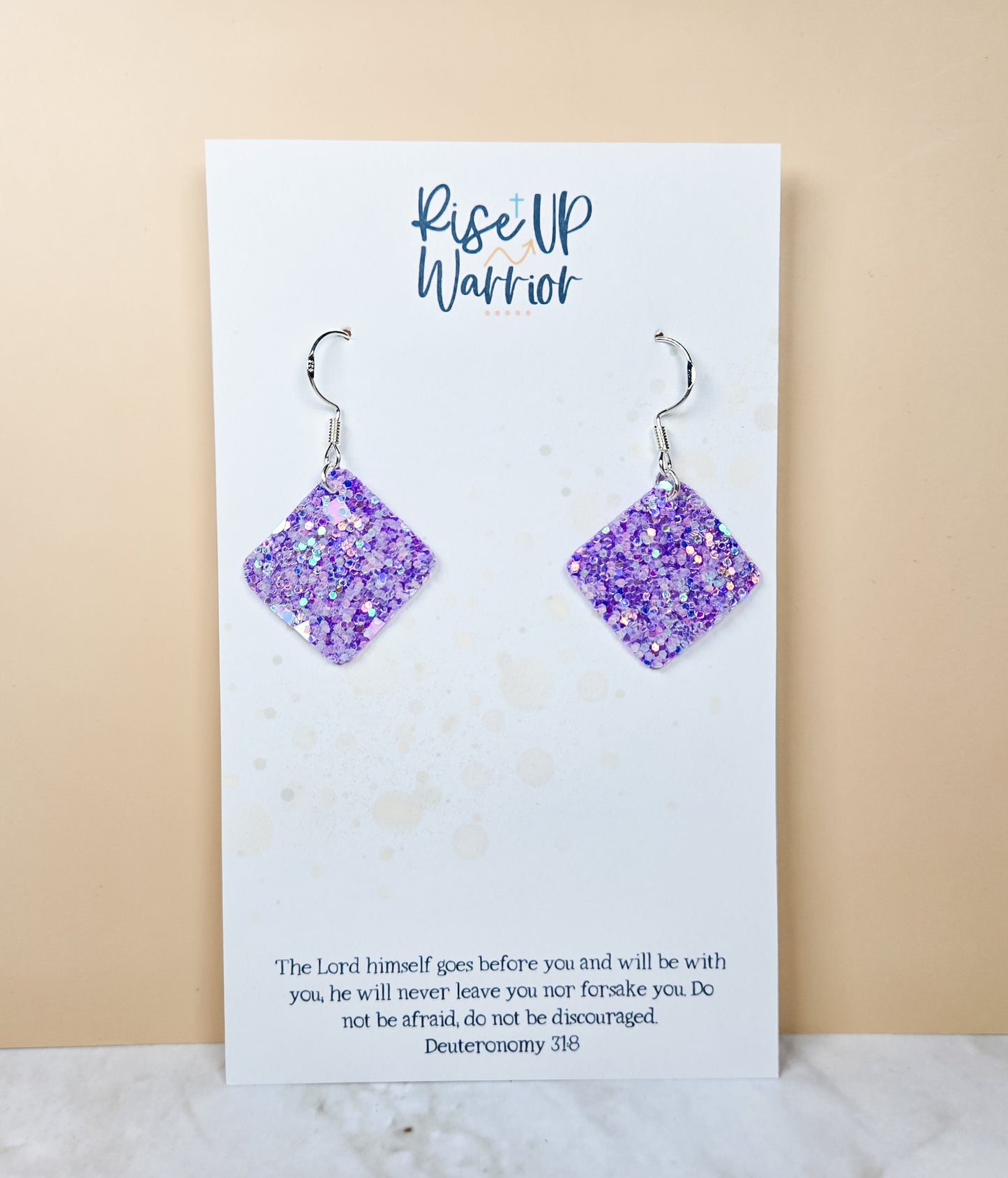 Holographic Purple Glitter Square Mini Earrings