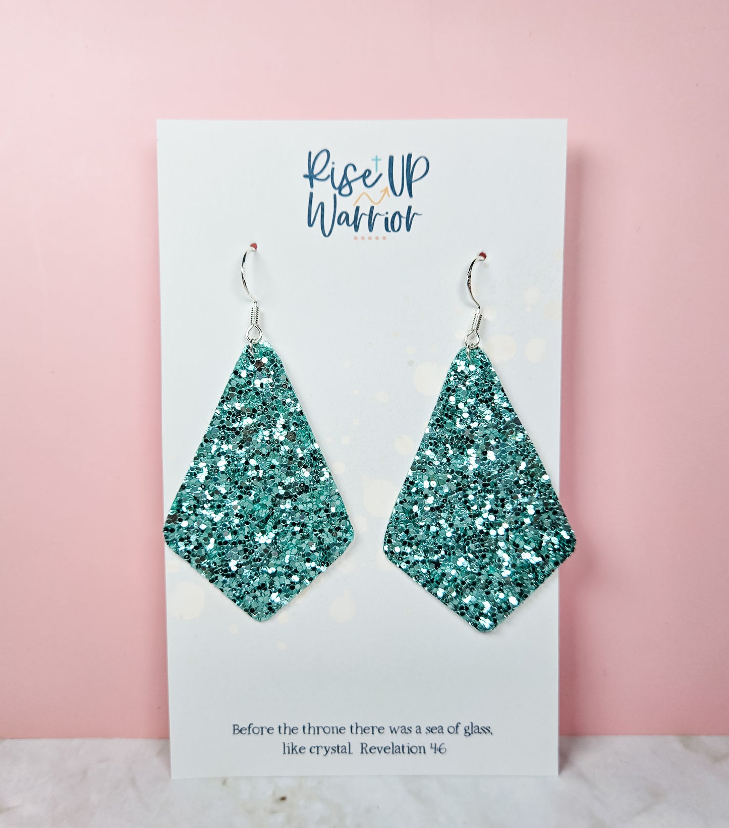 Mint Glitter Elongated Diamond Earrings