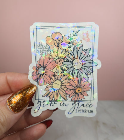 Grow in Grace Floral Sticker