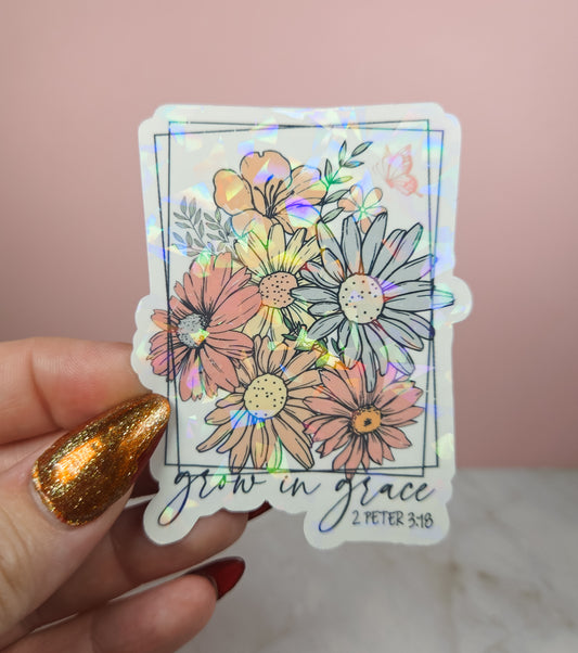 Grow in Grace Floral Sticker