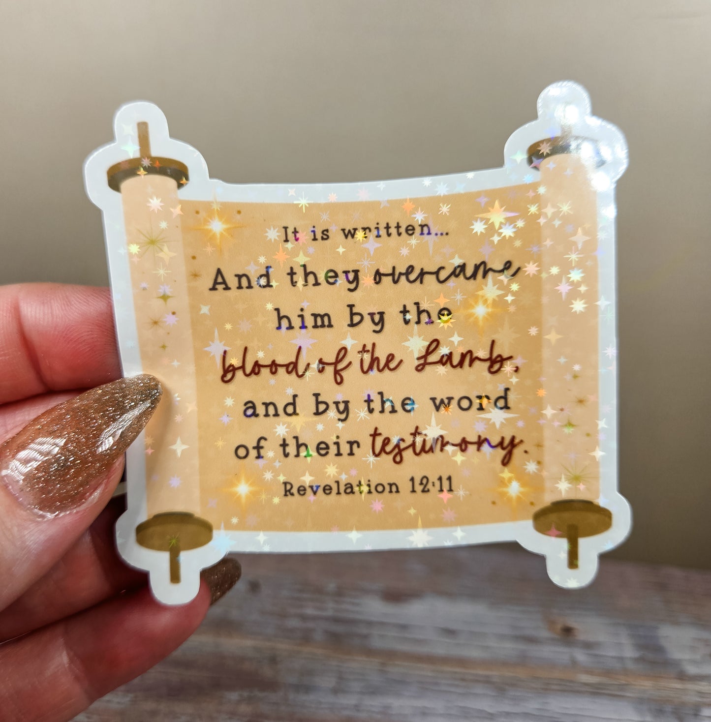 Testimony & Lamb's Blood Scroll Sticker