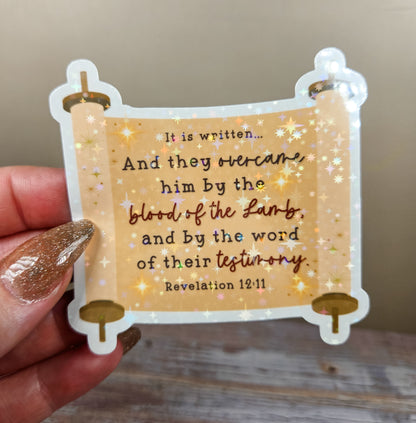 Testimony & Lamb's Blood Scroll Sticker