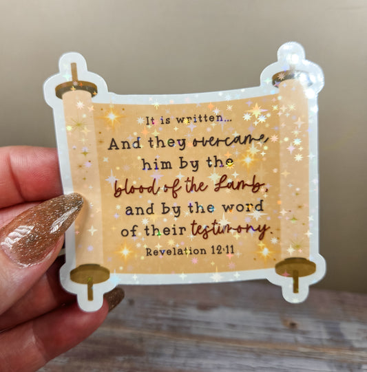 Testimony & Lamb's Blood Scroll Sticker