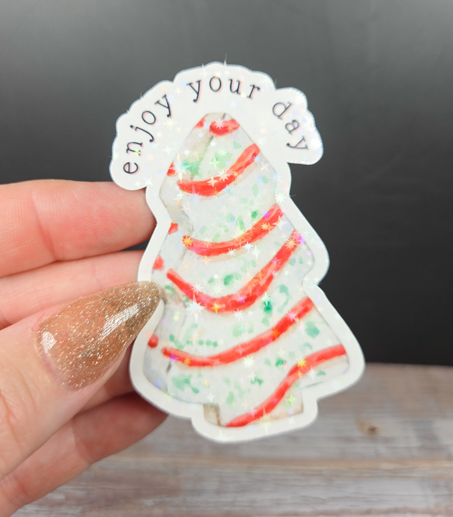 Enjoy Your Day Christmas Tree Treat Sticker