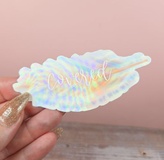 Covered Under His Wing Feather Sticker