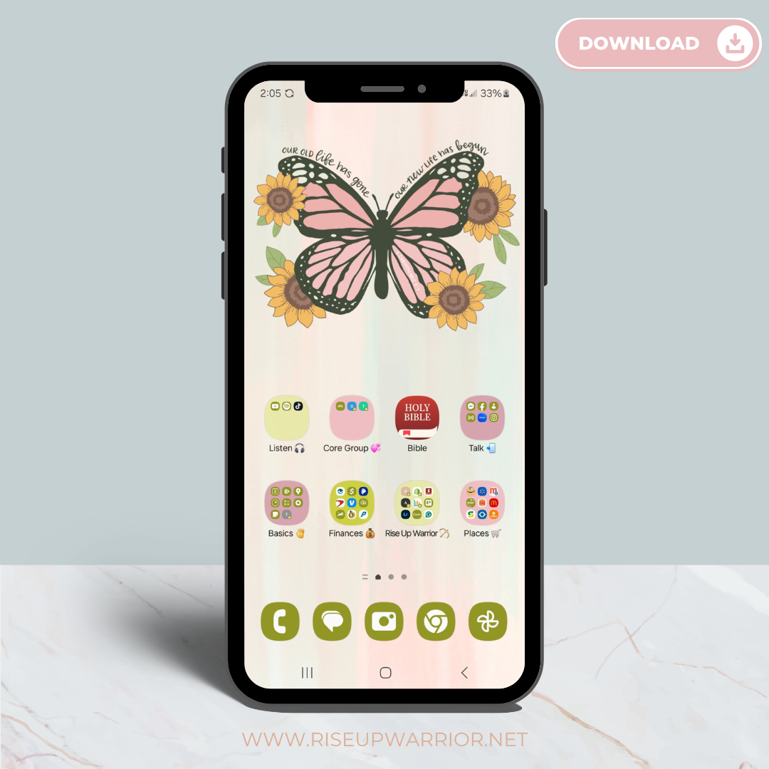 New Life Butterfly Phone Background Digital Download