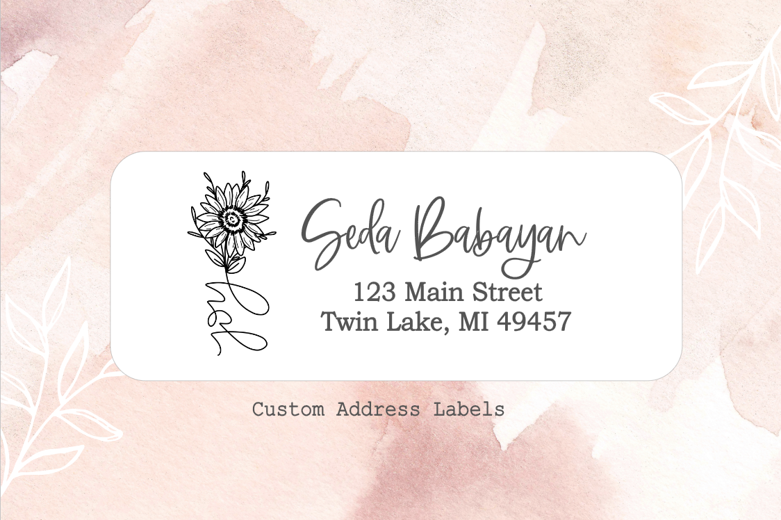 Joy Flower Custom Address Return Labels - 30ea