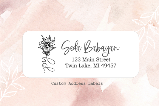 Joy Flower Custom Address Return Labels - 30ea