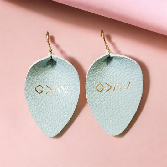 God is Greater than the Highs and Lows Faux Leather Mint Earrings