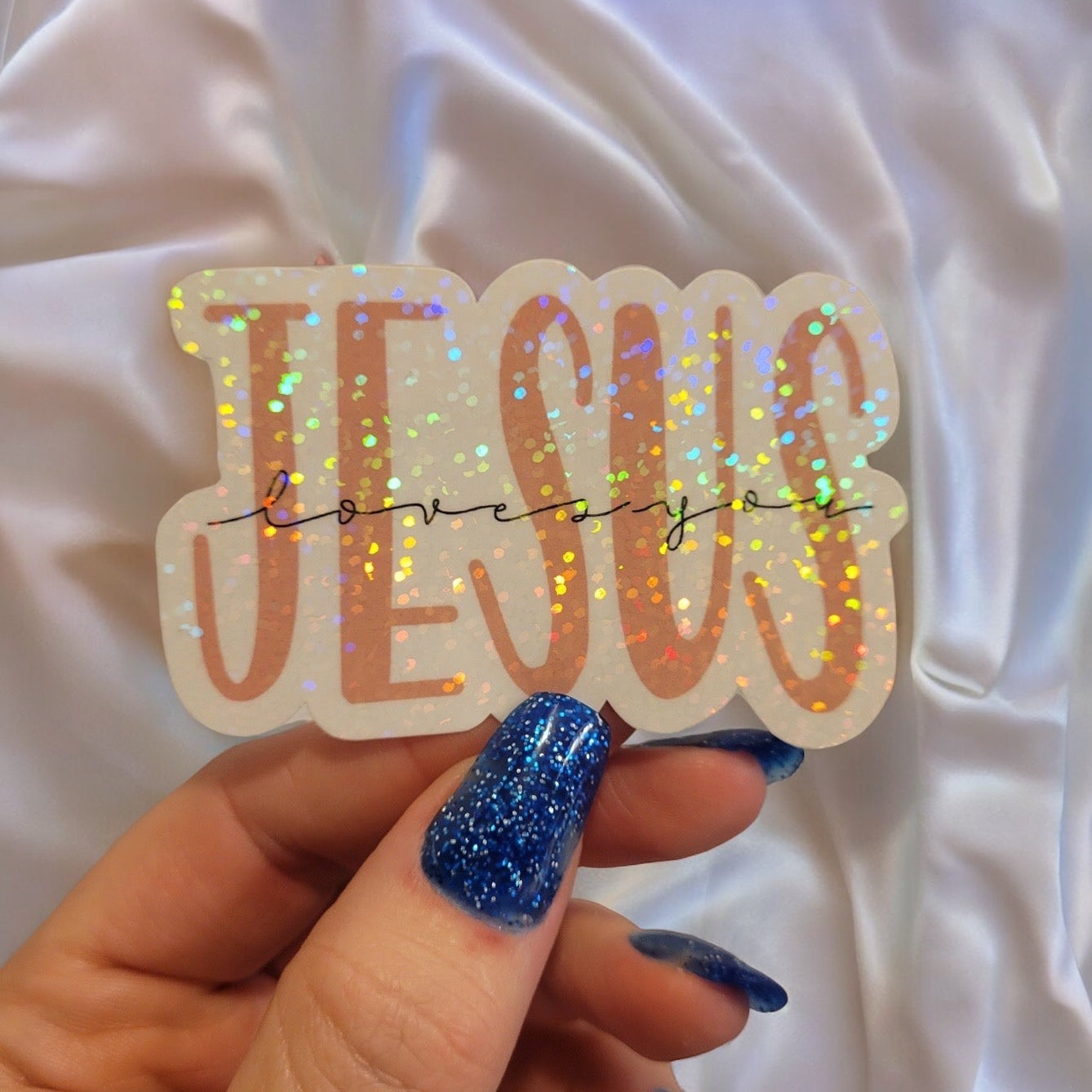 Holographic Jesus Loves You Sticker