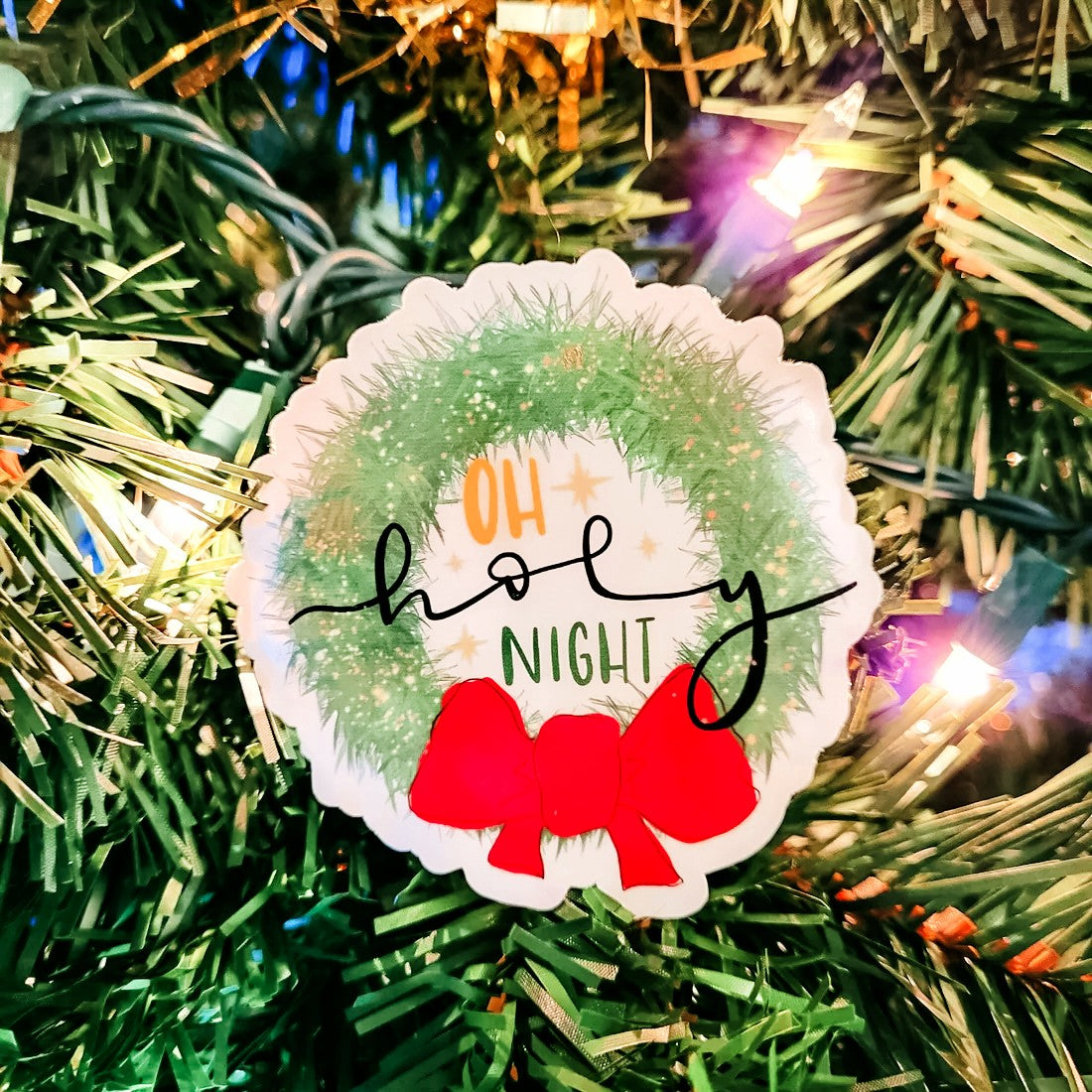 Oh Holy Night Wreath Sticker