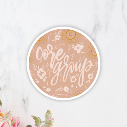 Core Group Pink Floral Circle Sticker