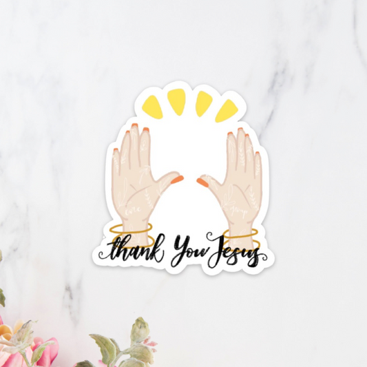 Core Group Hands Up Thank You Jesus - Light Tone Sticker