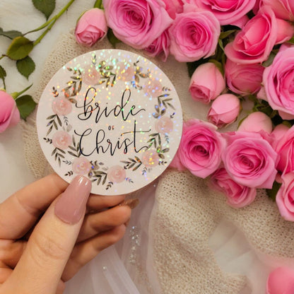 Holographic Bride of Christ Floral Sticker