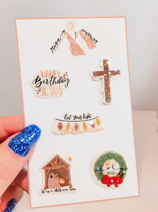 Holographic Happy Birthday Jesus 5pk Mini Stickers