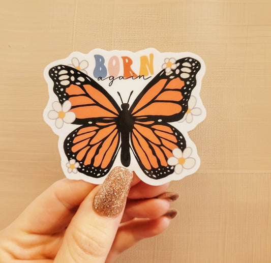 Born Again Butterfly Floral Sticker
