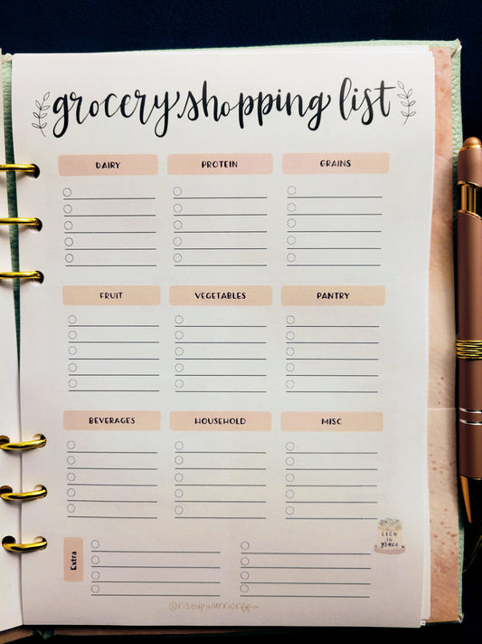 Grocery Shopping List Planner Refill