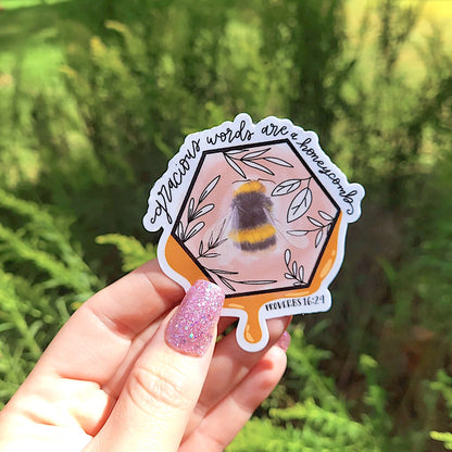 Proverbs 16:24 Honey Bee Sticker