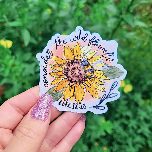 Luke 12:28 Sunflower Sticker